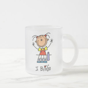 Caneca De Café Vidro Jateado Eu Amo Bingo