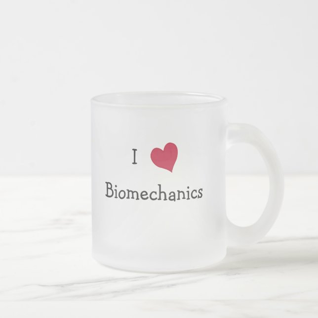 Caneca De Café Vidro Jateado Eu Amo Biomecânica (Direita)