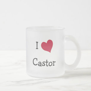 Caneca De Café Vidro Jateado Eu Amo Castor