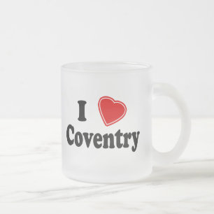 Caneca De Café Vidro Jateado Eu amo Coventry