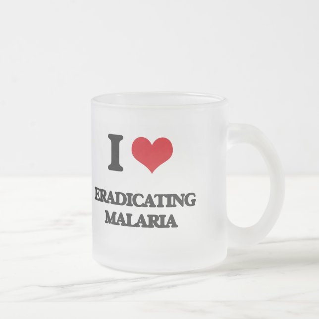 Caneca De Café Vidro Jateado Eu amo erradicar a malária (Direita)