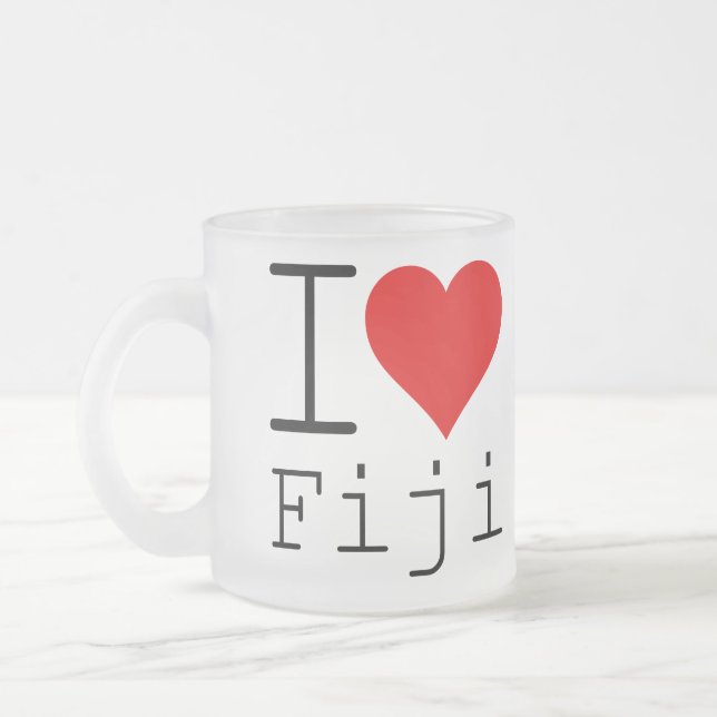 CANECA DE CAFÉ VIDRO JATEADO EU AMO FIJI (Esquerda)