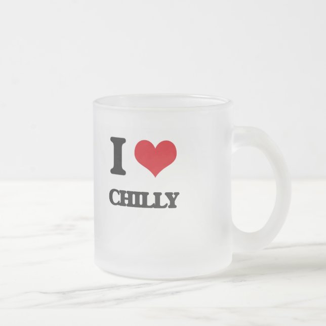 Caneca De Café Vidro Jateado Eu amo frio (Direita)