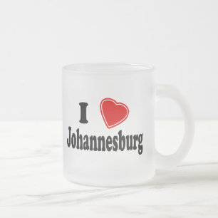 Caneca De Café Vidro Jateado Eu amo Joanesburgo