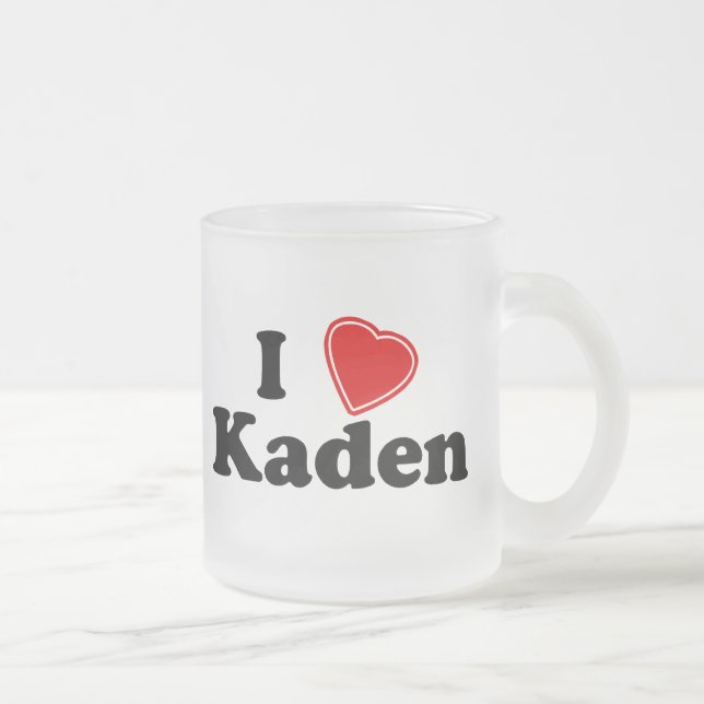 Caneca De Café Vidro Jateado Eu amo Kaden (Direita)