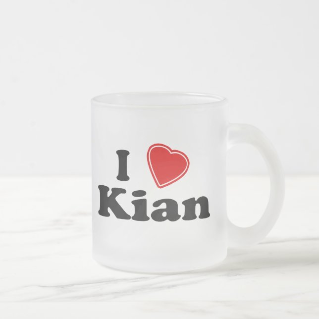 Caneca De Café Vidro Jateado Eu amo Kian (Direita)