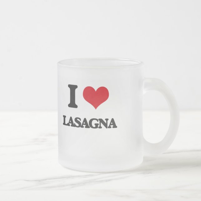 Caneca De Café Vidro Jateado Eu amo lasanhas (Direita)