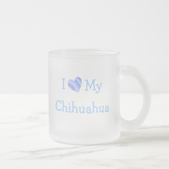 Caneca De Café Vidro Jateado Eu Amo Meu Chihuahua (Direita)