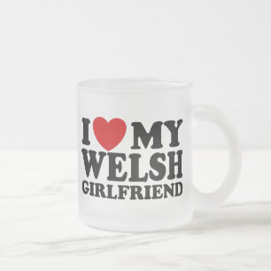 Caneca De Café Vidro Jateado Eu amo meu namorada de Galês