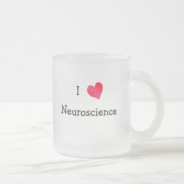 Caneca De Café Vidro Jateado Eu amo neurociência (Direita)