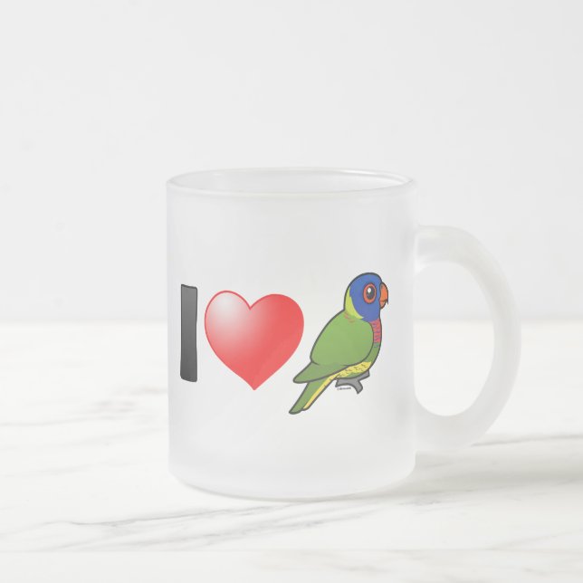 Caneca De Café Vidro Jateado Eu amo o arco-íris Lorikeets (Direita)