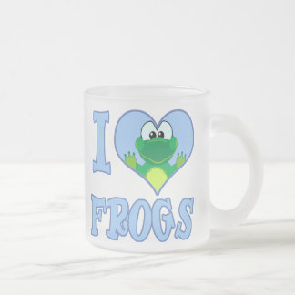 Caneca De Café Vidro Jateado Eu amo rãs