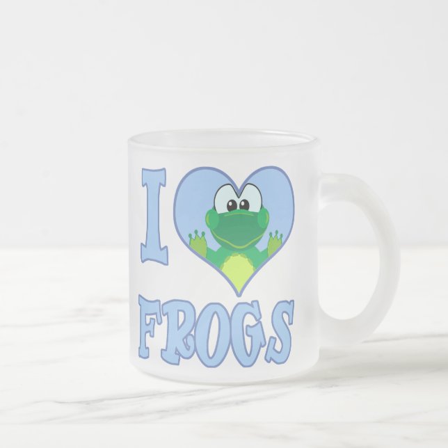 Caneca De Café Vidro Jateado Eu amo rãs (Direita)