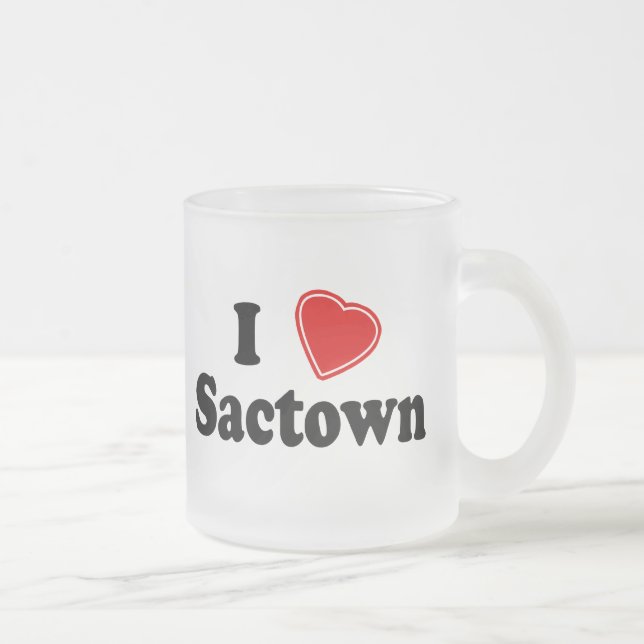 Caneca De Café Vidro Jateado Eu amo Sactown (Direita)