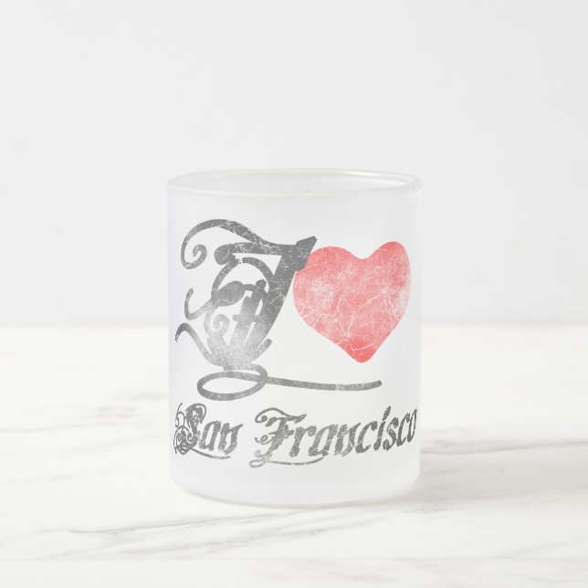 Caneca De Café Vidro Jateado Eu amo San Francisco (Centro)
