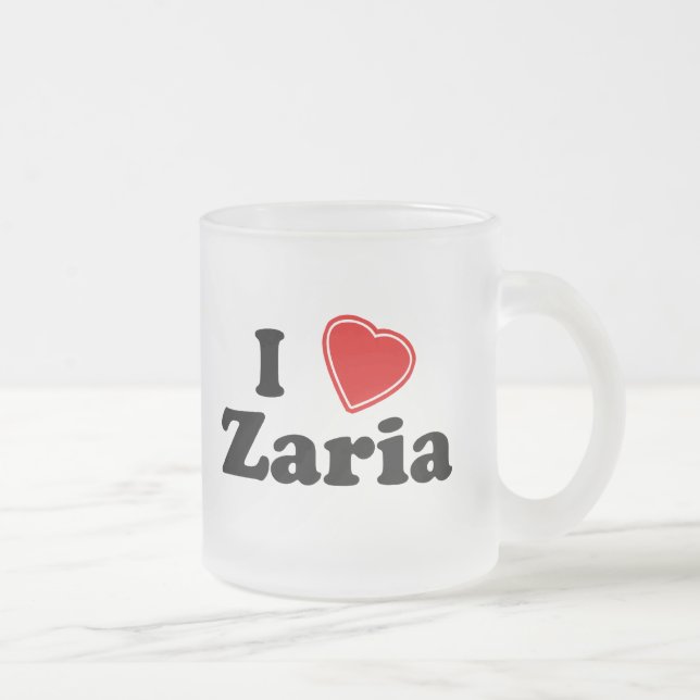 Caneca De Café Vidro Jateado Eu amo Zaria (Direita)