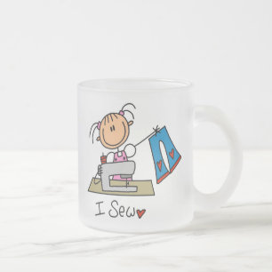 Caneca De Café Vidro Jateado Eu Costuro