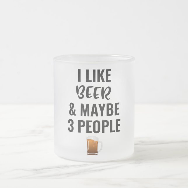 Caneca De Café Vidro Jateado Eu Gosto De Cerveja E Talvez Três Pessoas (Centro)
