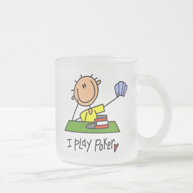 Caneca De Café Vidro Jateado Eu jogo pôquer (Direita)