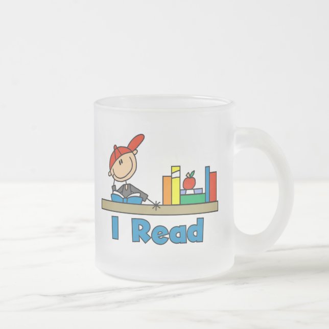 Caneca De Café Vidro Jateado Eu Leio (Direita)