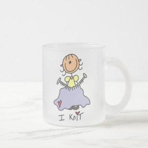 Caneca De Café Vidro Jateado Eu Tricô