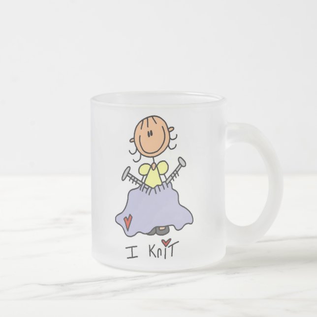 Caneca De Café Vidro Jateado Eu Tricô (Direita)