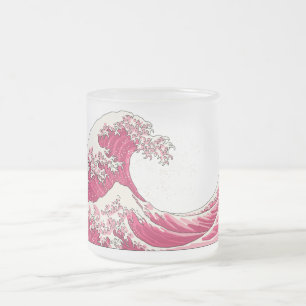 Caneca De Café Vidro Jateado Excelente Wave fosco caneca de vidro - rosa