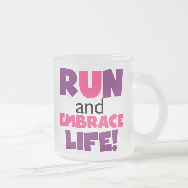 Caneca De Café Vidro Jateado Executar Embrace Life Pink (Direita)