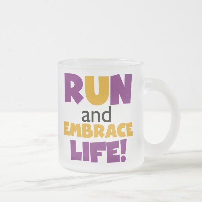 Caneca De Café Vidro Jateado Executar Embrace Life Purple Yellow (Direita)