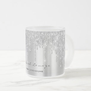 Caneca De Café Vidro Jateado Extensão Eyelash Beleza Prata Desperta Cinza