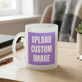 Caneca De Café Vidro Jateado Faça upload de 2 imagens personalizadas - Adicione