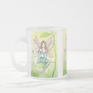 Caneca De Café Vidro Jateado Fada Flor Cura Fantasia Art
