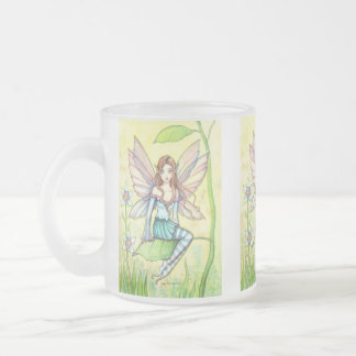 Caneca De Café Vidro Jateado Fada Flor Cura Fantasia Art
