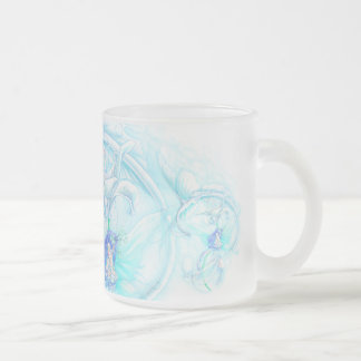 Caneca De Café Vidro Jateado Fadas azuis