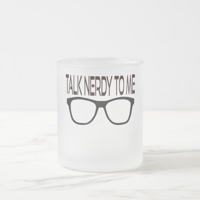 Caneca De Café Vidro Jateado Fale Comigo Com Óculos de Geek Pretos (Centro)