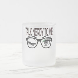 Caneca De Café Vidro Jateado Fale Comigo Com Os Óculos De Geek Piscando Em Verd
