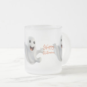 Caneca De Café Vidro Jateado Fantasma Fofo Assustador de Halloween