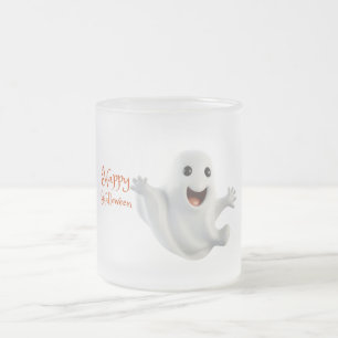 Caneca De Café Vidro Jateado Fantasma Fofo de Halloween Assustador