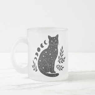 Caneca De Café Vidro Jateado Fases de Star Cat e Lua
