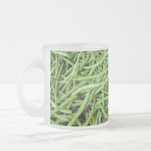 Caneca De Café Vidro Jateado Feijões Verdes