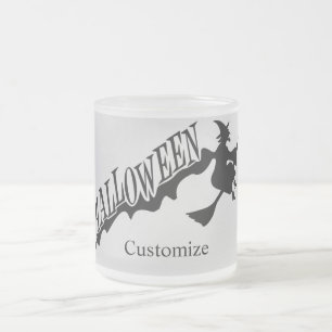 Caneca De Café Vidro Jateado Feiticeira Assustadora Andando no Halloween Thunde