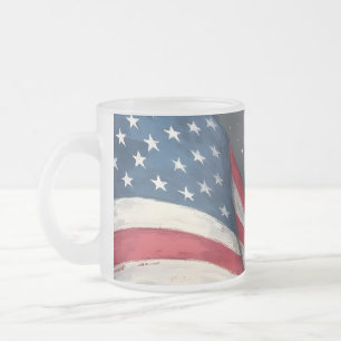 Caneca De Café Vidro Jateado Feliz 4 de Julho Ilustração de Arte de Bandeira Vi