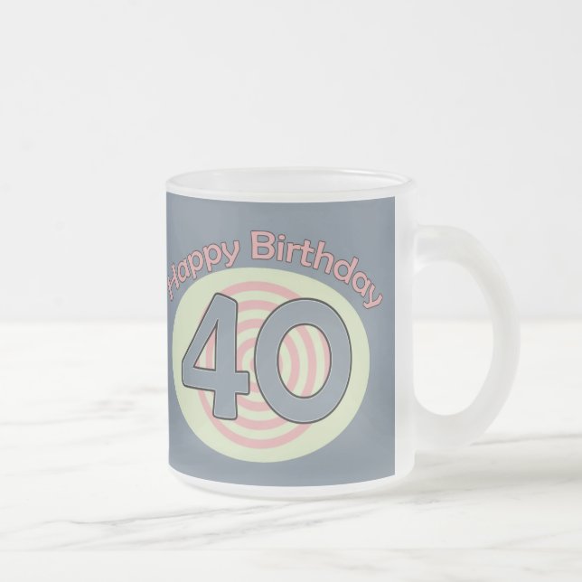 Caneca De Café Vidro Jateado Feliz aniversário 40 (Direita)