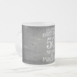 Caneca De Café Vidro Jateado Feliz Aniversário - 50 Anos & Fabuloso