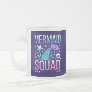 Caneca De Café Vidro Jateado Feliz Aniversário Esquadrão de Sereias Design de F
