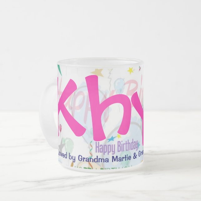 Caneca De Café Vidro Jateado Feliz Aniversário Mug (Personalizar) (Frente Esquerda)