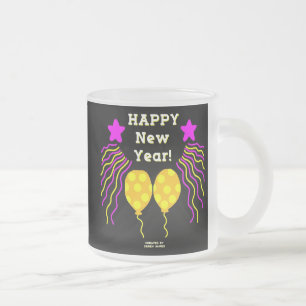 Caneca De Café Vidro Jateado Feliz ano novo deseja uma cápsula de vidro de Fosc