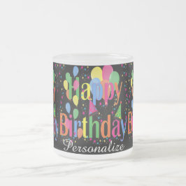 Caneca De Café Vidro Jateado Feliz Celebração de Aniversário | DIY Name