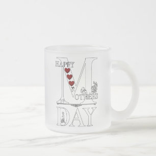 Caneca De Café Vidro Jateado Feliz dia de as mães Fosco