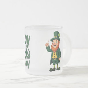 Caneca De Café Vidro Jateado Feliz Dia de São Patrício Leprechaun Fofo